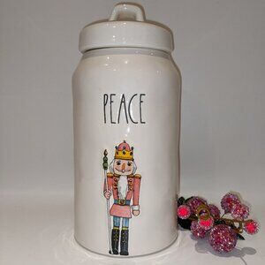 Brand New Never Used Rae Dunn Christmas Nutcracker Peace Ceramic Cannister Jar